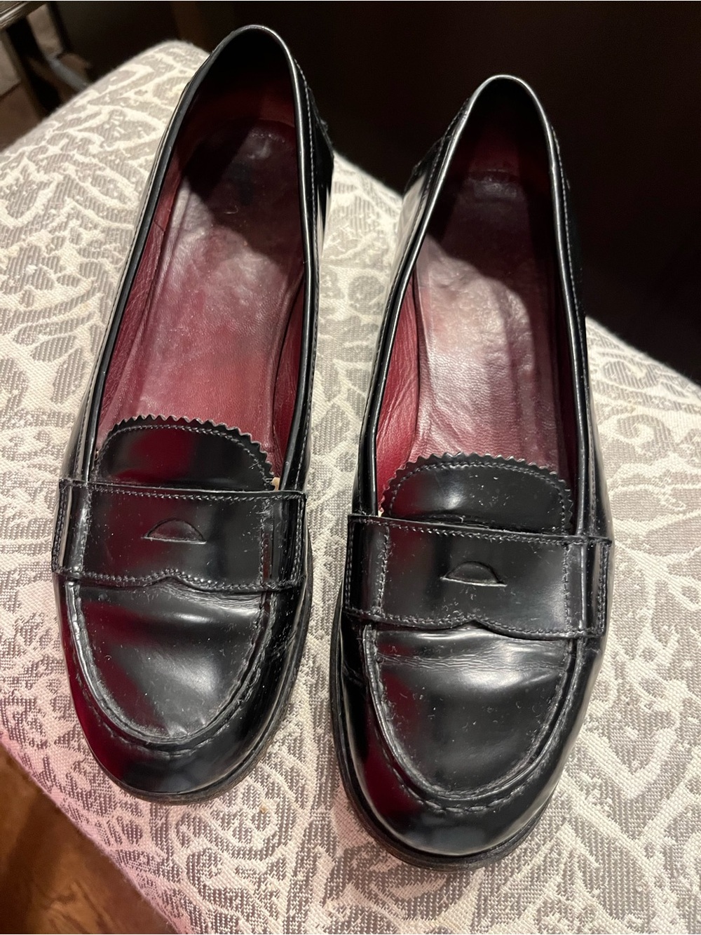 Prada Black Leather Penny Loafers